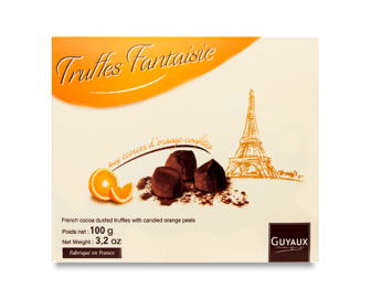 Цукерки Guyaux chocolatier трюфелі з апельсиновою начинкою, 100г