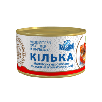 Консерви 230 г Море Кілька балтійська нерозібрана обсмажена у томатному соусі з/б 