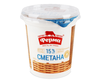 Сметана «Ферма» 15% стакан 350г