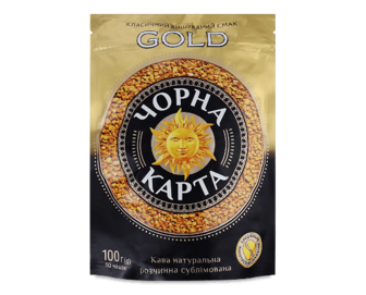 Кава розчинна «Чорна карта» Gold, пакет, 100г