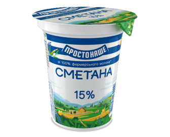 Сметана Простонаше 15% стакан, 300г