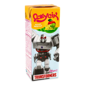 Нектар Джусік Transformers яблуко-виноград освітлений, 0,2л (0,2л)
