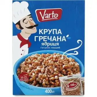 Крупа Varto гречана ядриця 4пакети по 100 г