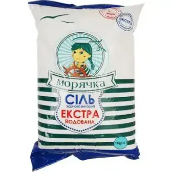 Сіль Морячка морська Екстра йодована виварна 1 кг