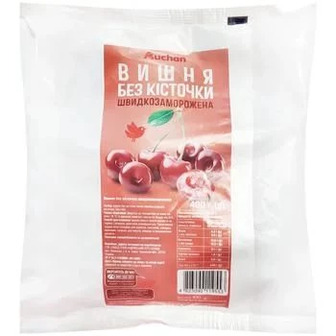Вишня Auchan без кісточки швидкозаморожена 400г