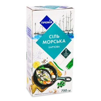 Сіль «Премія»® морська помел №0, картонна коробка, 750г (750г) (750г)