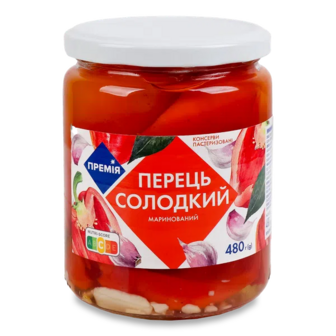 Перець солодкий «Премія»® маринований пастеризований (480г)