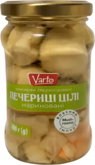 Печериці Varto мариновані цілі 280 г