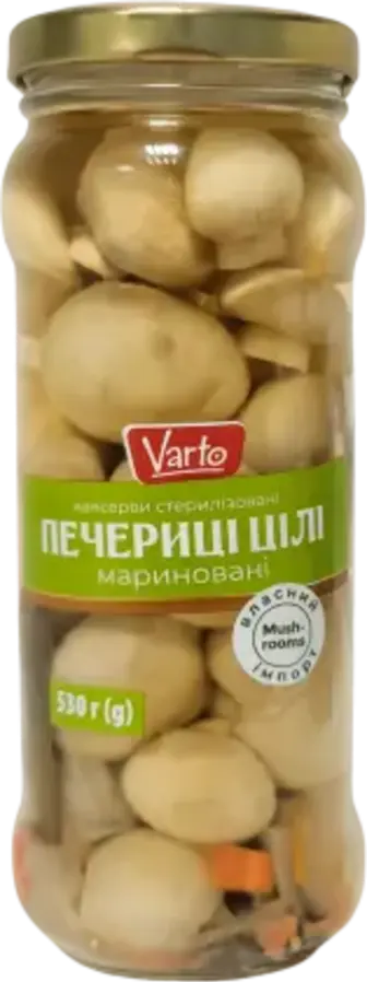 Печериці Varto мариновані цілі 530 г