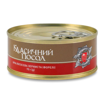 Ікра форелі Класичний посол лососева зерниста з/б (70г)
