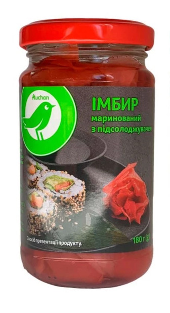 Імбир Auchan червоний маринований 180 г (4823090138639)