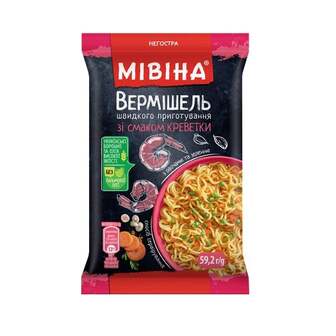 Вермішель 59,2 г Мівіна швидкого приготування зі смаком креветки м/уп 