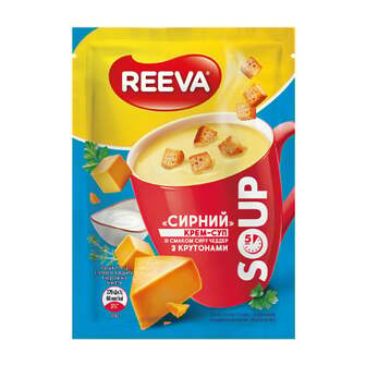 Крем-суп 17 г Reeva зі смаком сиру Чеддер з крутонами Сирний м/уп 