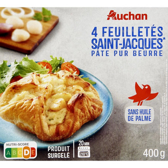 Виріб з листкового тіста Auchan з гребінцями заморожений 400 г (3596710275816)