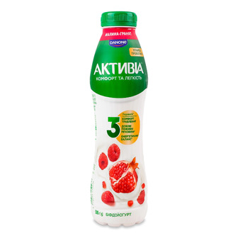 Біфідойогурт Активіа Малина-гранат питний 1.2% 500 г (4820293250236)