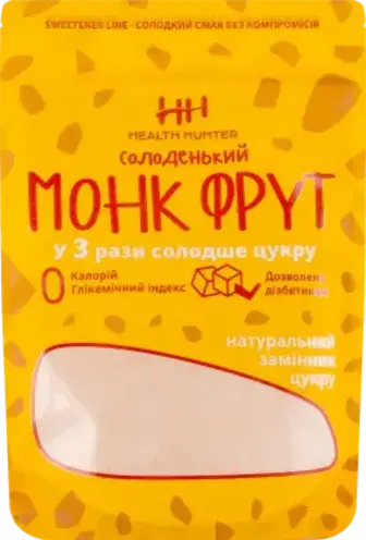 Замінник цукру Health Hunter Солоденький Монк Фрут у 3 рази солодший за цукор 200 г