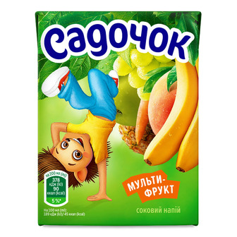 Напій соковий Садочок Мультифрукт з м'якоттю пастеризований 200 мл (4823063130271)