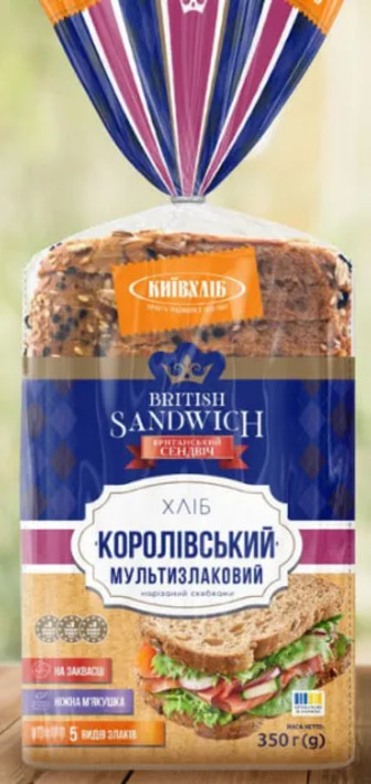 Хліб Київхліб Королівський Британський мультизлаковий 350 г (4820271710769)