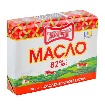 Масло солодковершкове Злагода Екстра 82% 180 г (4820202535560)